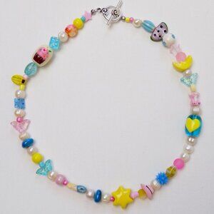 new! handmade beaded choker chunky choker with charms necklace kawaii indie